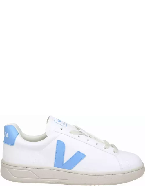 Veja Urca Sneakers In White/light Blue Coated Cotton