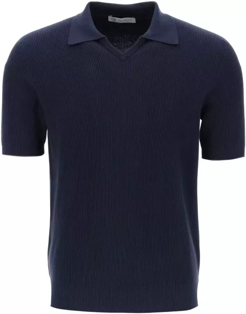 Brunello Cucinelli Short-sleeved Ribbed-knit Polo Shirt