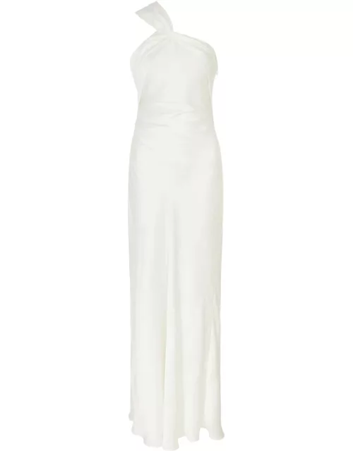 Misha Abrielle Twisted Satin Maxi Dress - Ivory - L (UK14 / L)