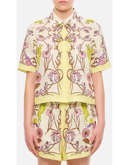 Tory Burch Printed Linen Camp Shirt Multicolor