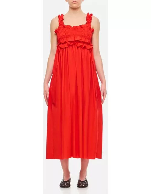 Cecilie Bahnsen Giovanna Cotton Long Dress Red