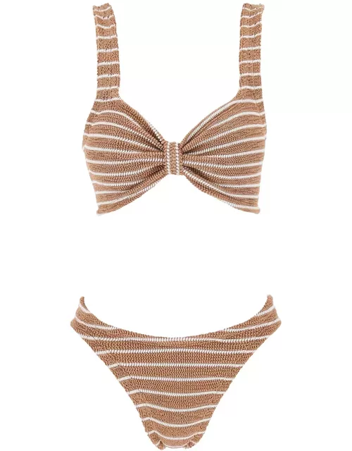 HUNZA G. striped bonnie bikini set