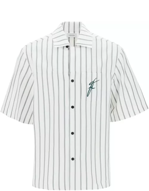 FERRAGAMO striped bowling shirt with button