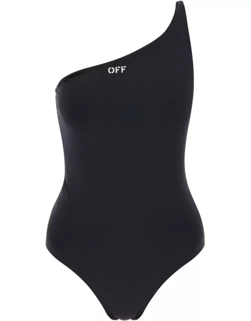 OFF-WHITE one-shoulder swimsuit with embroidered