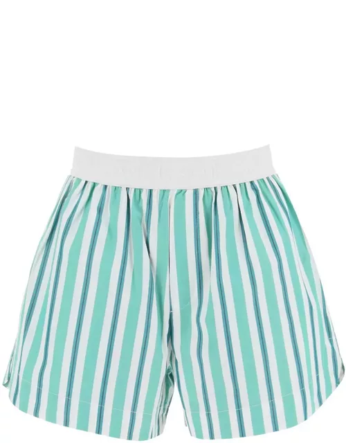 GANNI striped shorts with elastic waistband