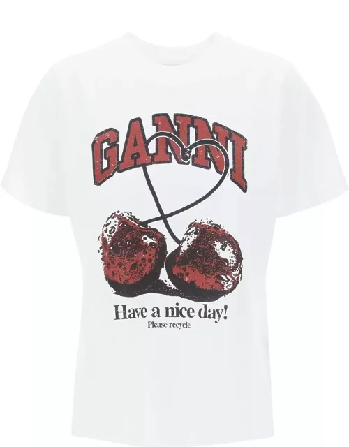 GANNI cherry print t-shirt with