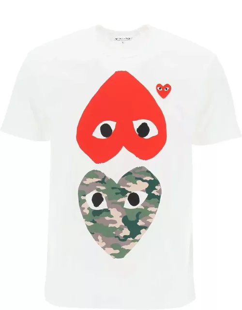 COMME DES GARCONS PLAY round-neck t-shirt with double heart print