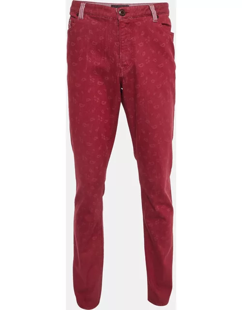 Etro Red Paisley Patterned Denim Jeans XXL Waist 38"