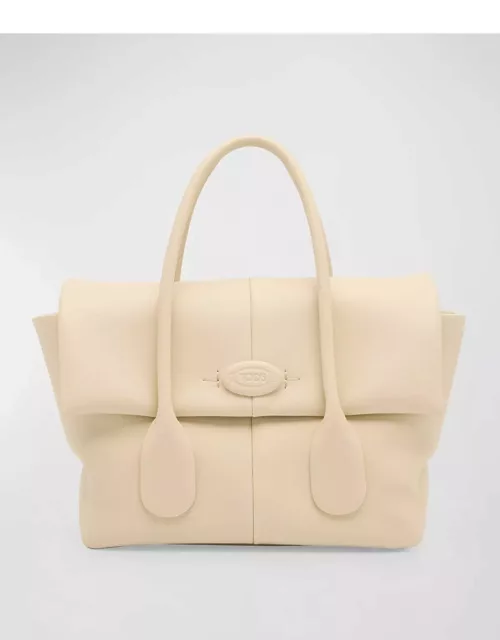 Flap Leather Top-Handle Bag