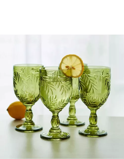 Villa Palm Wine Goblet Glasses Green - Set of