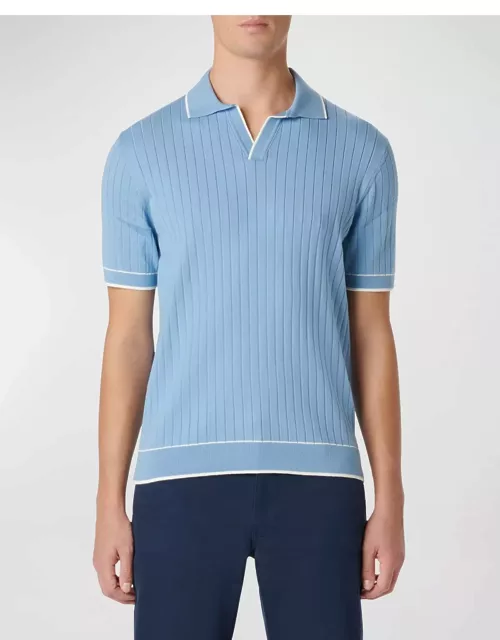 Men's Ribbed Sweater with Johnny Collar