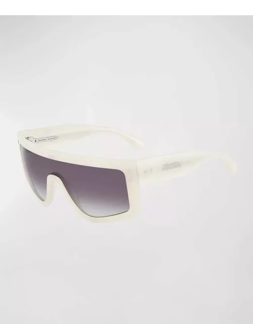 Flat-Top Acetate Shield Sunglasse