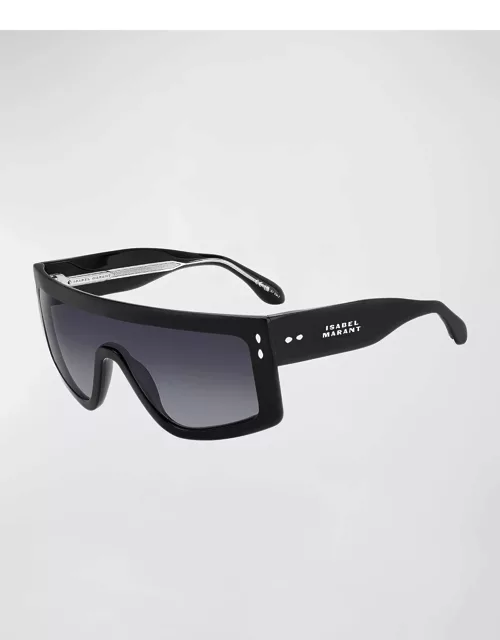 Flat-Top Acetate Shield Sunglasse