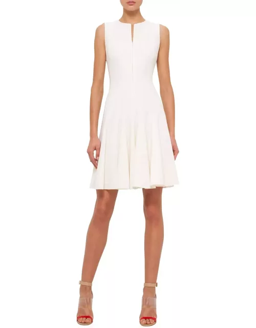 Sleeveless Zip-Front Seamed A-Line Dres