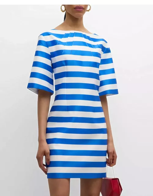 Guinerver Striped Short-Sleeve Mini Dres