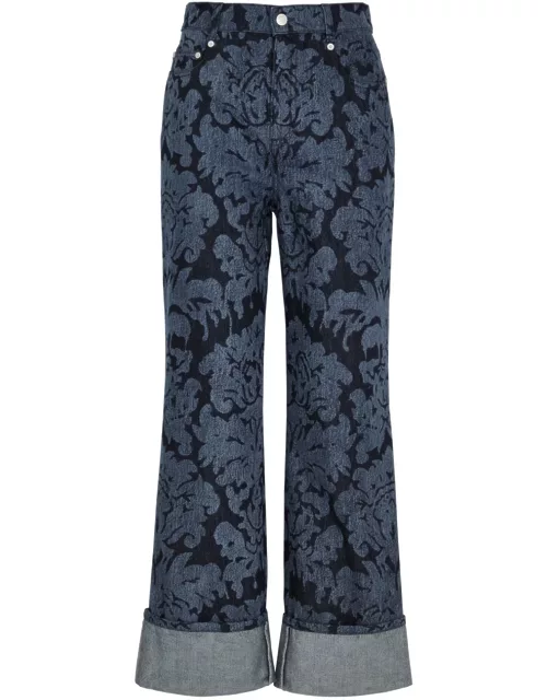 Alexander Mcqueen Damask Floral-print Straight-leg Jeans - Dark Blue - 40 (W25-W26 / UK8 / S)