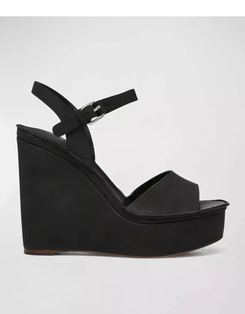 Hindy Suede Ankle-Strap Wedge Sandal
