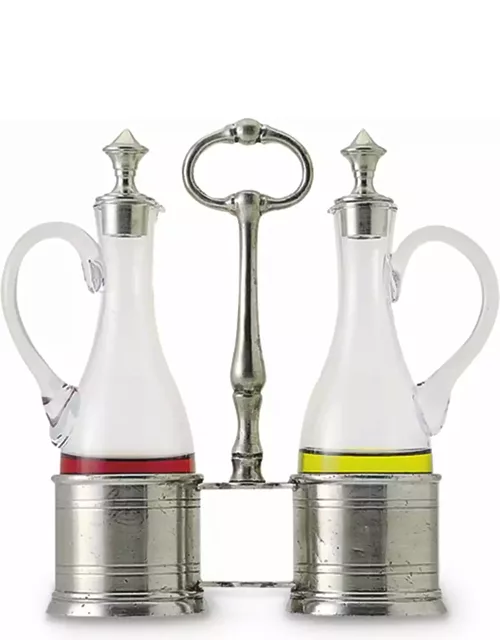 Oil and Vinegar Set with Pewter Top