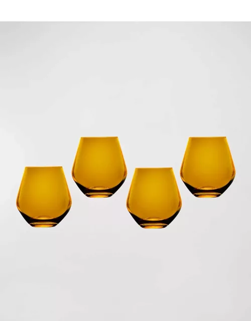 Meridian Stemless Wine Glasses, Amber - Set of