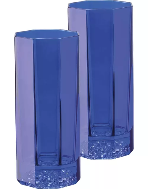Medusa Lumiere Blue Long Drinking Glasses, Set of