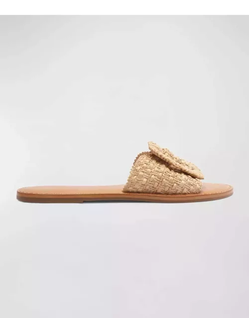 Cinna Woven Buckle Flat Slide Sandal