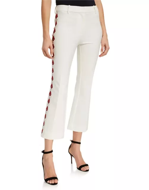 Crosby Cropped Flare Pants w/ Embroidery