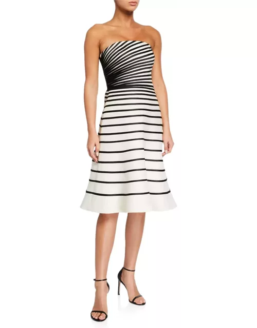Colorblock Striped Strapless Faille Dres