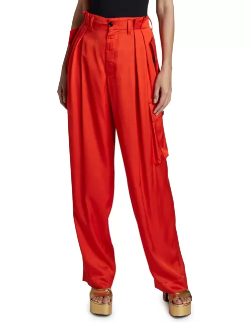 High-Rise Pleated Cargo Pant