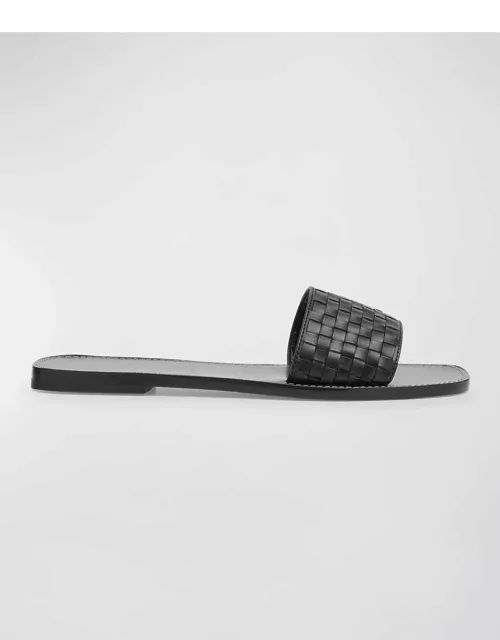 Link Woven Calfskin Slide Sandal