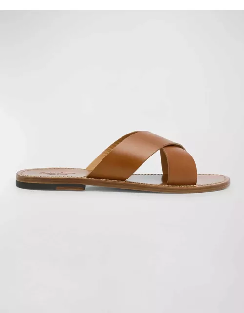 Men's Calf Leather Crisscross Slide Sandal