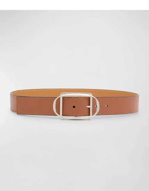Curved Buckle Leather Belt