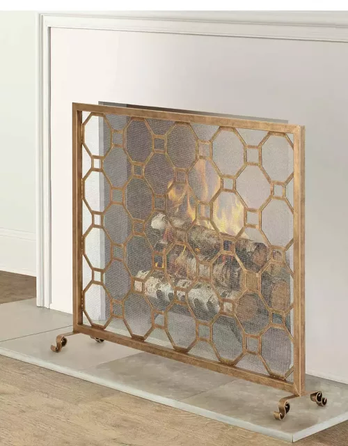Light Burnished Gold Chinoiserie Fire Screen