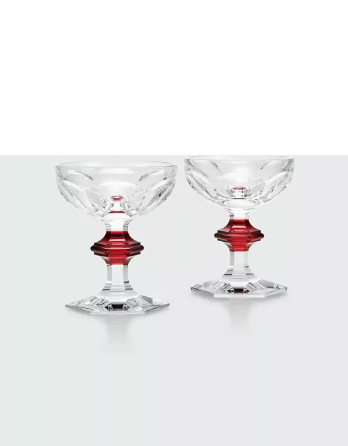 Harcourt Coupe Red Knob Glasses, Set of