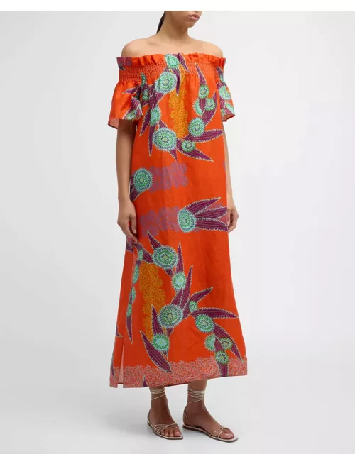 Lola Off-Shoulder Floral Print Maxi Dres