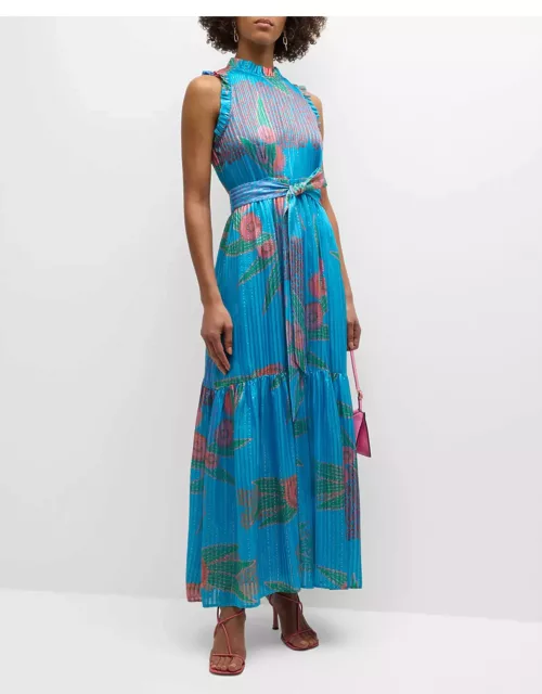 Alice Floral Print Maxi Dress with Ruffle Tri