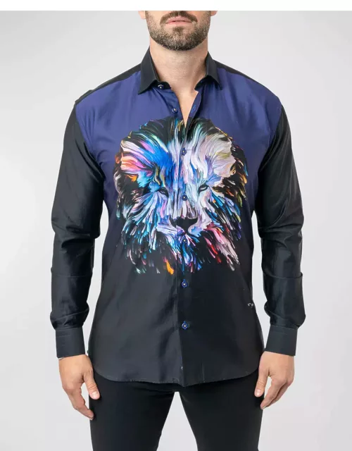 Men's Fibonacci Lion Paint Dress Shirt