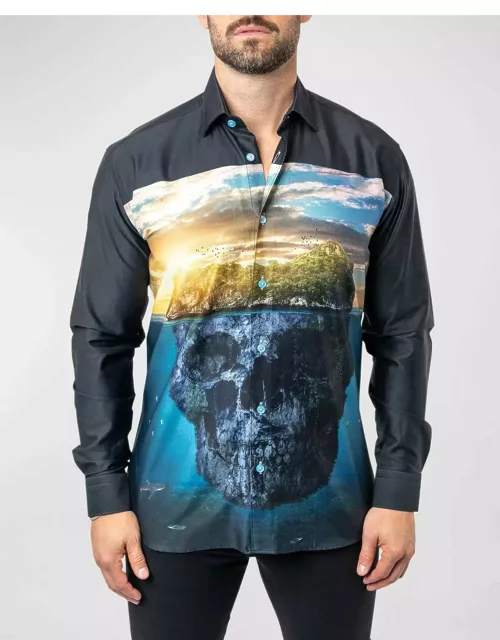 Men's Fibonacci Skull Island Dress Shirt