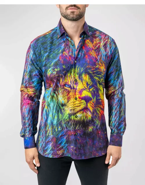Men's Fibonacci Lion Trip Dress Shirt