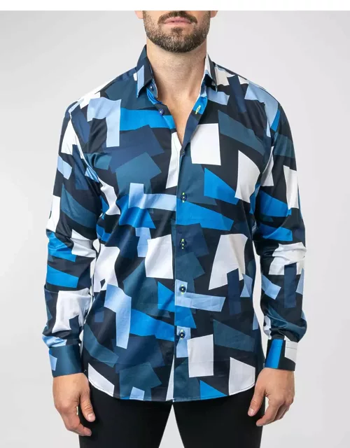 Men's Fibonacci Retro Blocks Dress Shirt