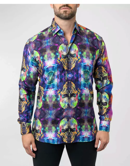 Men's Fibonacci Skull Glow Dress Shirt