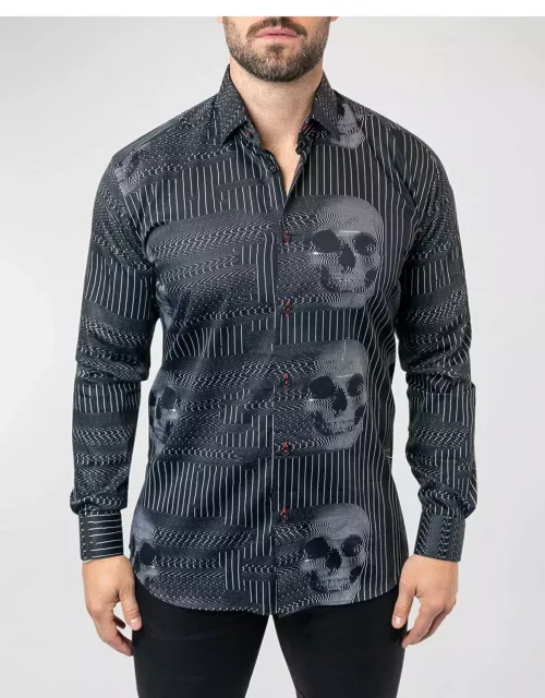 Men's Fibonacci Skull Ghost Dress Shirt