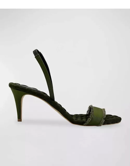 Claudia Frayed Grosgrain Slingback Sandal