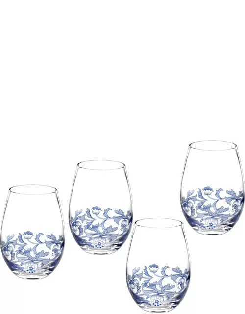 Blue Italian Stemless Glasses, Set of