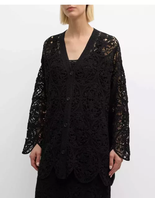 Ardea Embroidered Button-Down Cardigan