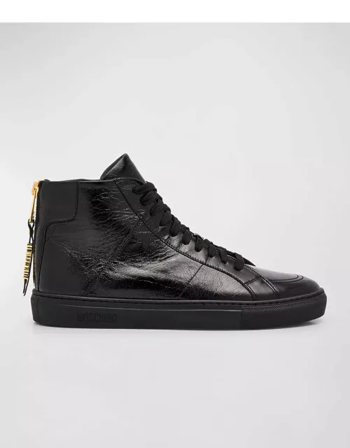 Men's Leather Zip High-Top Sneaker