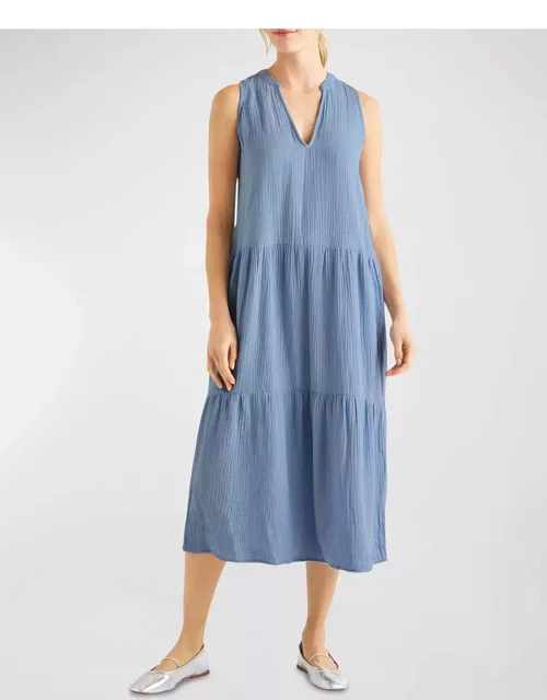 Sumner Cotton Gauze Sleeveless Midi Dress with Pocket