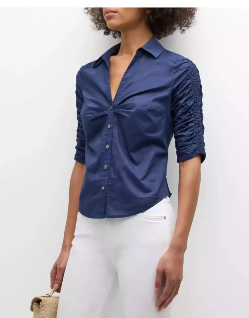 Porta Ruched Button-Front Shirt