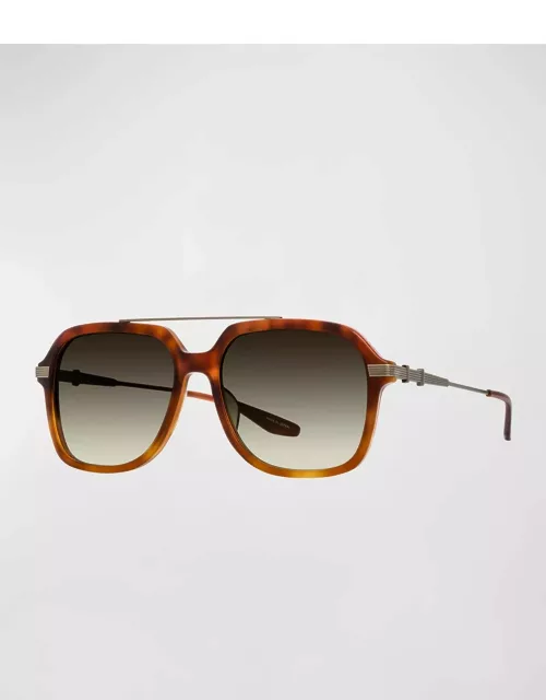 D. Ellis Havana Zyl & Titanium Aviator Sunglasse