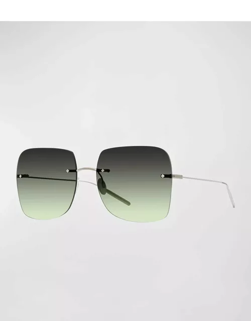 Sharona Rimless Silver Titanium Square Sunglasse