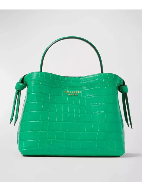 knott croc-embossed leather top-handle bag